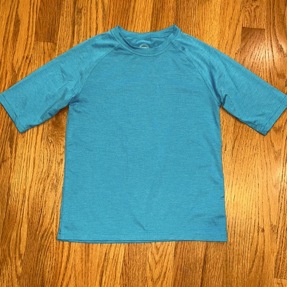 Turquoise Mottled Rash Guard Swim Shirt